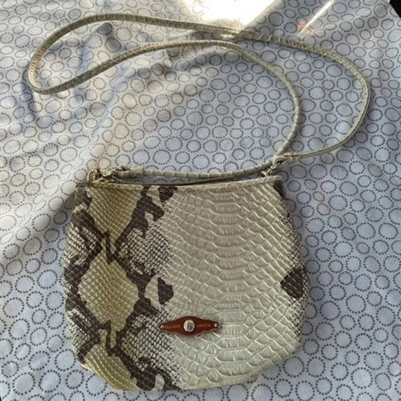 Elliot Lucca Faux Python Skin Crossbody Satchel Shoulderbag - Picture 1 of 9